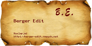 Berger Edit névjegykártya